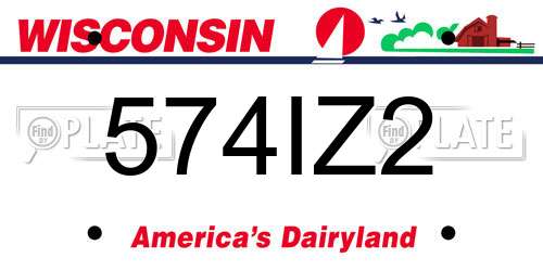 574IZ2 Wisconsin License Plate