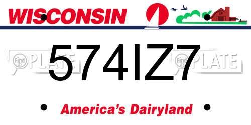 574IZ7 Wisconsin License Plate