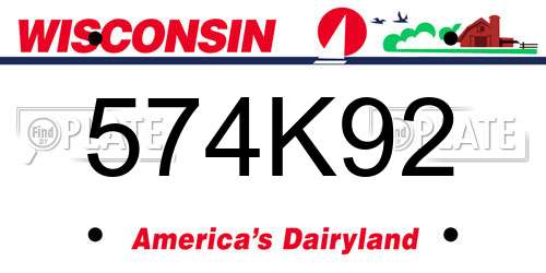 574K92 Wisconsin License Plate