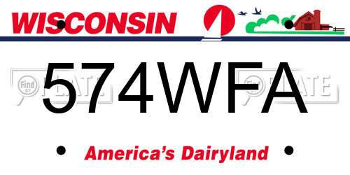 574WFA Wisconsin License Plate