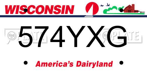 574YXG Wisconsin License Plate