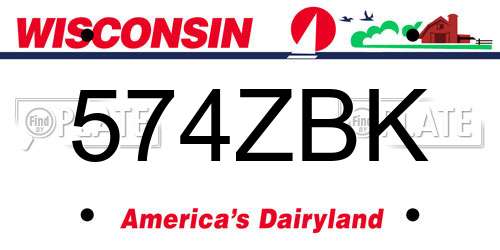 574ZBK Wisconsin License Plate