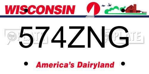 574ZNG Wisconsin License Plate
