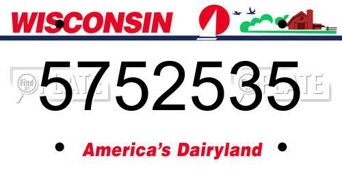 5752535 Wisconsin License Plate
