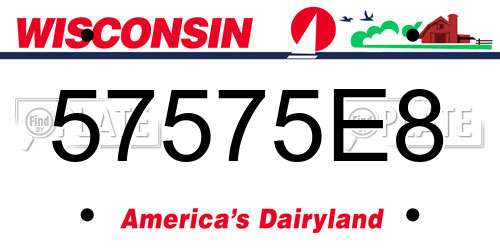 57575E8 Wisconsin License Plate