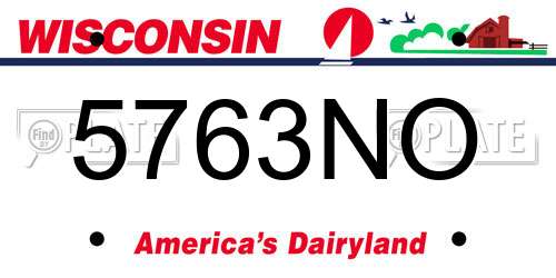 5763NO Wisconsin License Plate
