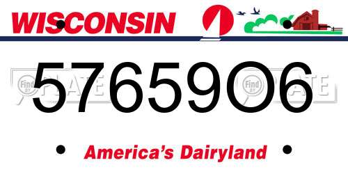 57659O6 Wisconsin License Plate