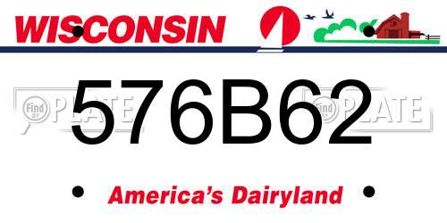 576B62 Wisconsin License Plate
