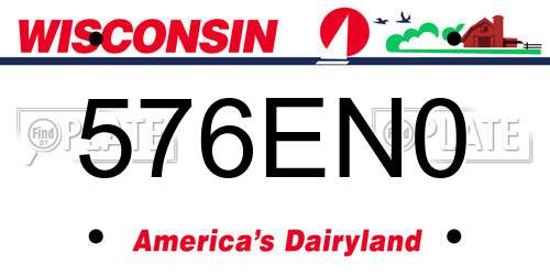 576EN0 Wisconsin License Plate