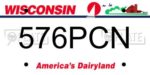 576PCN Wisconsin License Plate