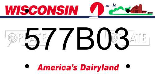 577B03 Wisconsin License Plate