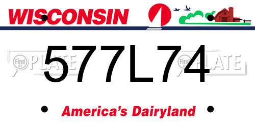 577L74 Wisconsin License Plate