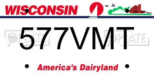 577VMT Wisconsin License Plate