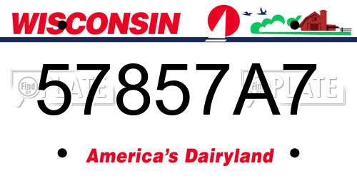 57857A7 Wisconsin License Plate