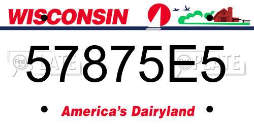 57875E5 Wisconsin License Plate