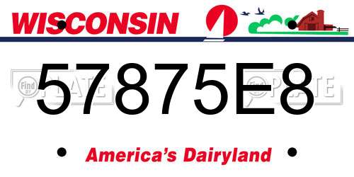 57875E8 Wisconsin License Plate