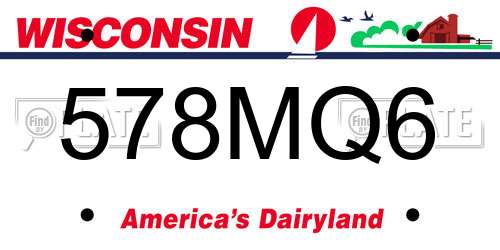 578MQ6 Wisconsin License Plate