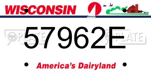 57962E Wisconsin License Plate