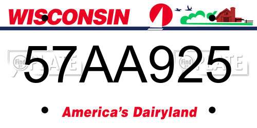 57AA925 Wisconsin License Plate