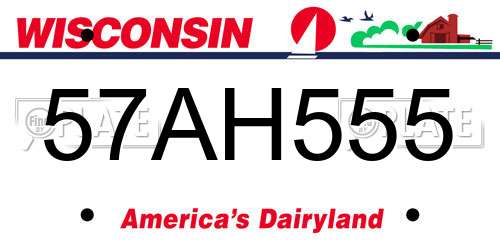 57AH555 Wisconsin License Plate