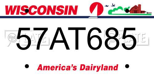 57AT685 Wisconsin License Plate