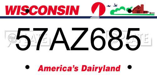 57AZ685 Wisconsin License Plate