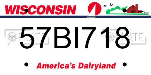 57BI718 Wisconsin License Plate