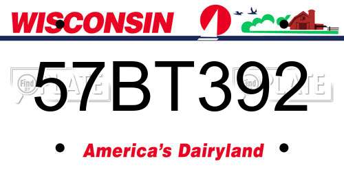57BT392 Wisconsin License Plate