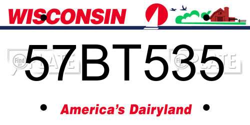57BT535 Wisconsin License Plate