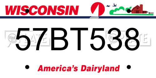 57BT538 Wisconsin License Plate