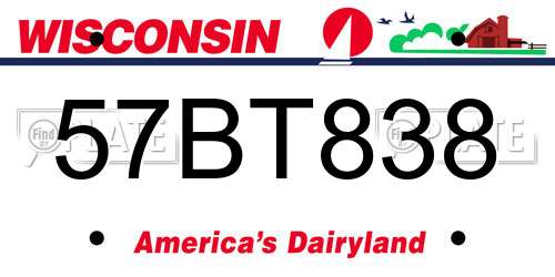 57BT838 Wisconsin License Plate