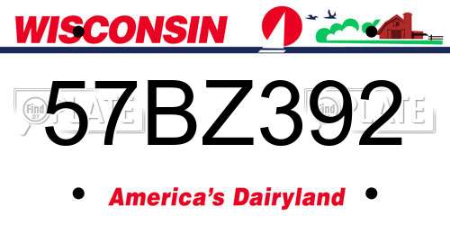 57BZ392 Wisconsin License Plate