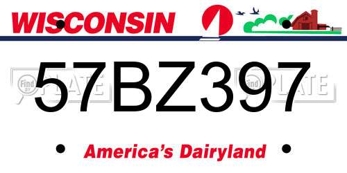 57BZ397 Wisconsin License Plate