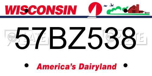 57BZ538 Wisconsin License Plate