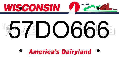 57DO666 Wisconsin License Plate