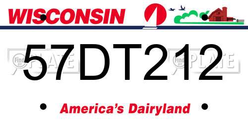 57DT212 Wisconsin License Plate