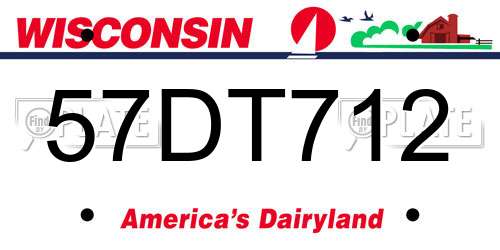 57DT712 Wisconsin License Plate