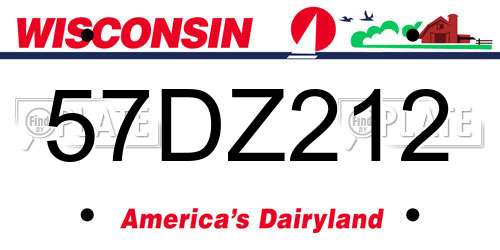 57DZ212 Wisconsin License Plate
