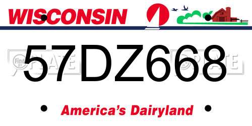 57DZ668 Wisconsin License Plate