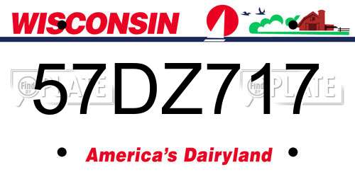 57DZ717 Wisconsin License Plate