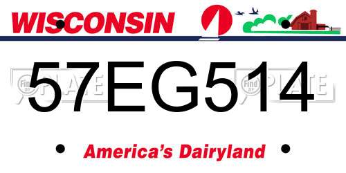 57EG514 Wisconsin License Plate