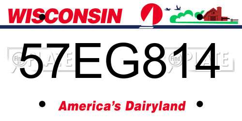 57EG814 Wisconsin License Plate