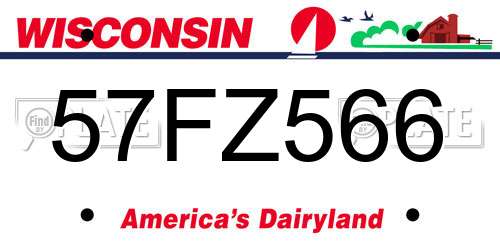 57FZ566 Wisconsin License Plate