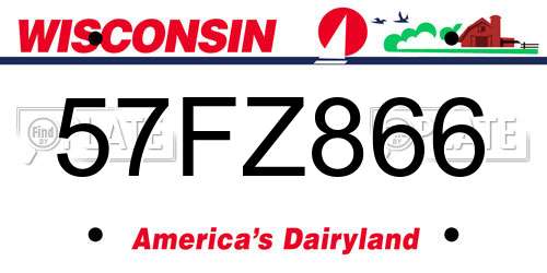 57FZ866 Wisconsin License Plate