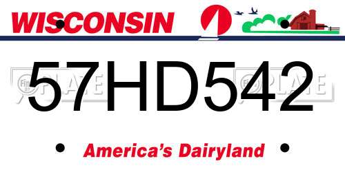 57HD542 Wisconsin License Plate