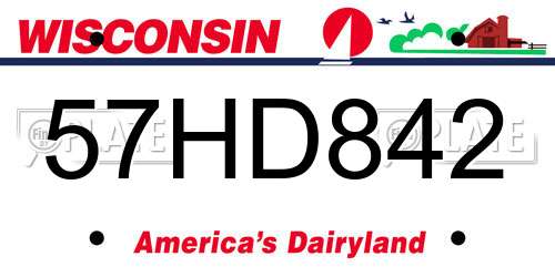 57HD842 Wisconsin License Plate