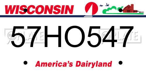 57HO547 Wisconsin License Plate