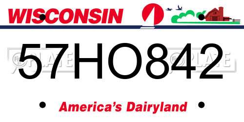 57HO842 Wisconsin License Plate