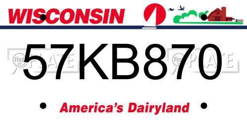 57KB870 Wisconsin License Plate