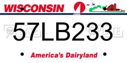 57LB233 Wisconsin License Plate